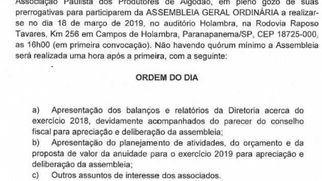 Edital de Convocação Assembleia Geral Ordinária APPA