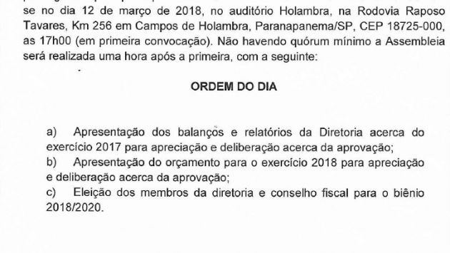 Edital Assembleia Geral Ordinária APPA - 12/03/18