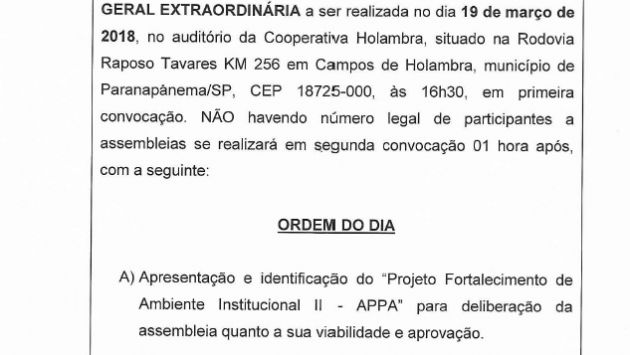 Edital AGE para apresentação do Projeto Fortalecimento de Ambiente Institucional II – APPA 19/03/18