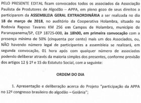 Edital de Convocação Assembleia Geral Extraordinária APPA