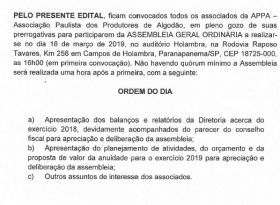 Edital de Convocação Assembleia Geral Ordinária APPA