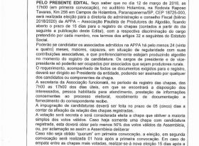 EDITAL DE CONVOCAÇÃO DE ASSEMBLEIA PARA NOVA ELEIÇÃO APPA - 2018